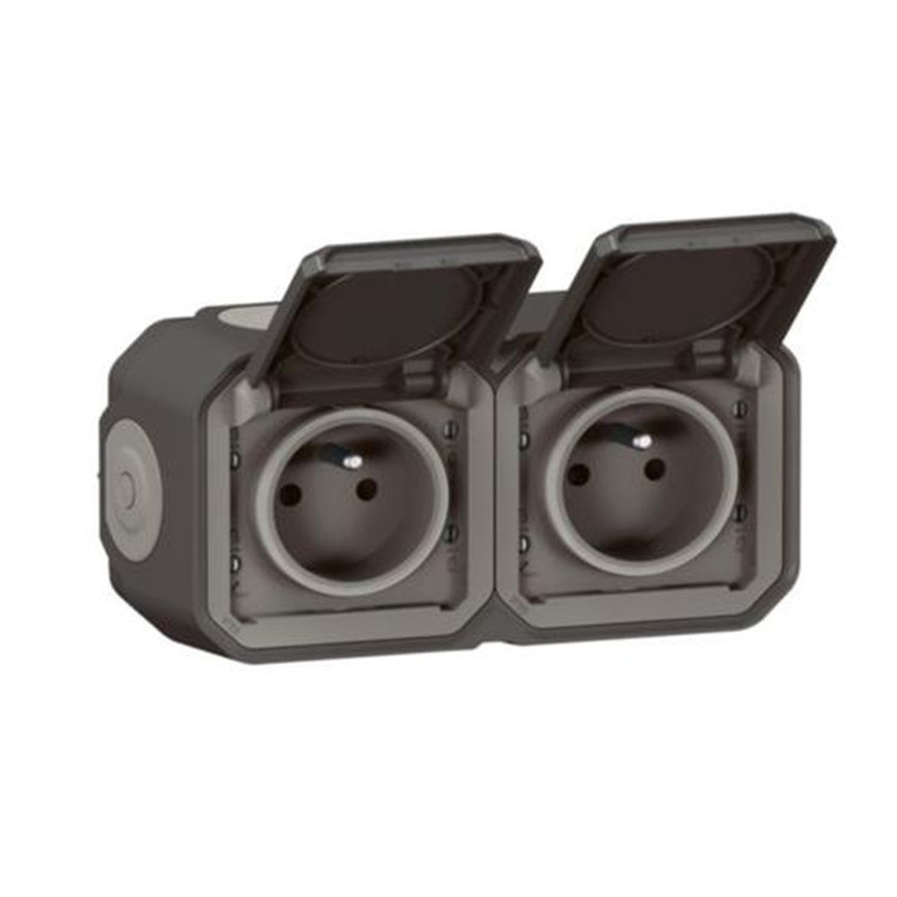 069788LКонтакт Plexo New, френски стандарт, 2x2P+E 16A, ОМ, IP55, Anthracite, Legrand