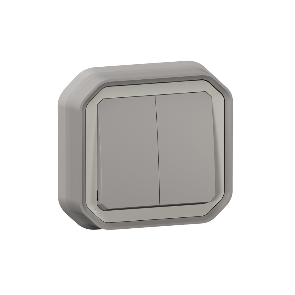 069815L Сериен девиатор/бутон Plexo New, IP55 IK08, 10AX 250V, СГЛОБЕН, СМ, сив, Legrand_small