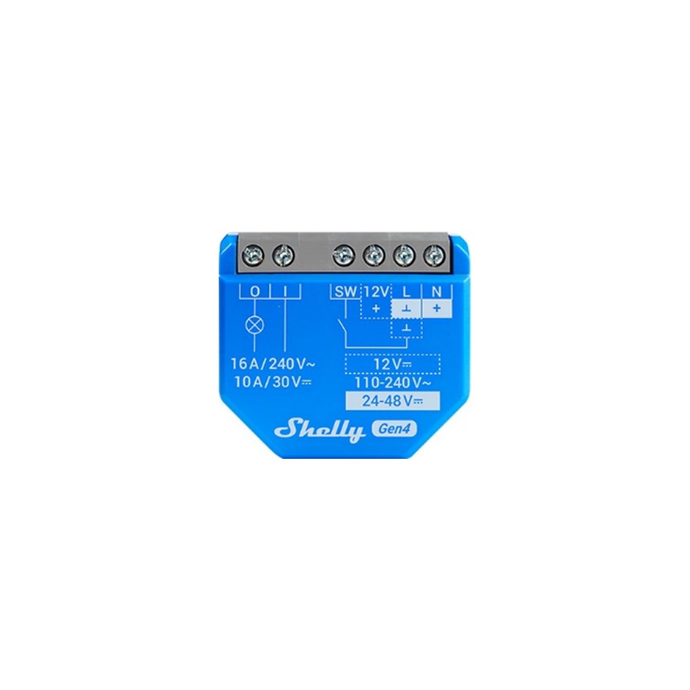 070687 Smart реле 1х, със сух контакт, мощност 16A/240V~, 10A/30V~, Wi-Fi, Matter, Zigbee, Bluetooth, Shelly 1 Gen4