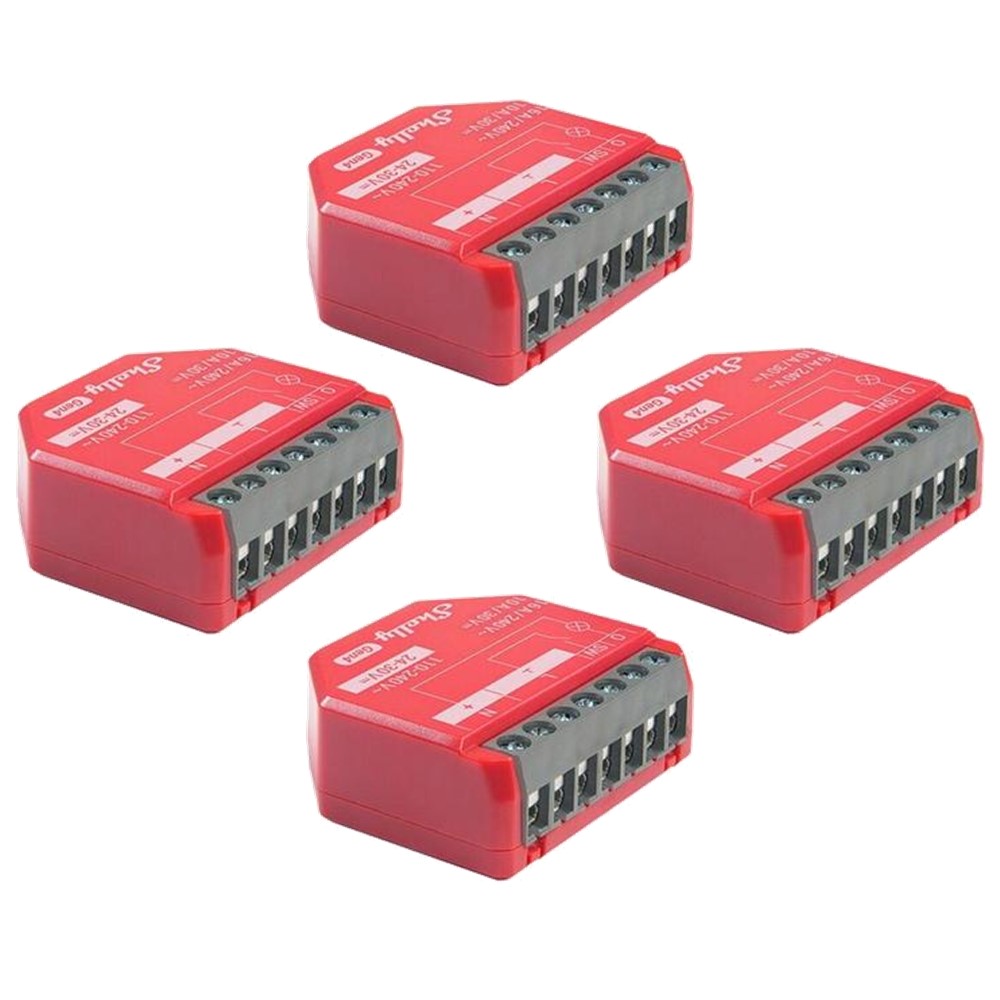 070731 Комплект Shelly 1PM Gen4 x4 бр. Smart реле 1х, с измерване на мощност, 16A/240V~, 10A/30V~, 8MB, Bluetooth, Wi-Fi, Zigbee