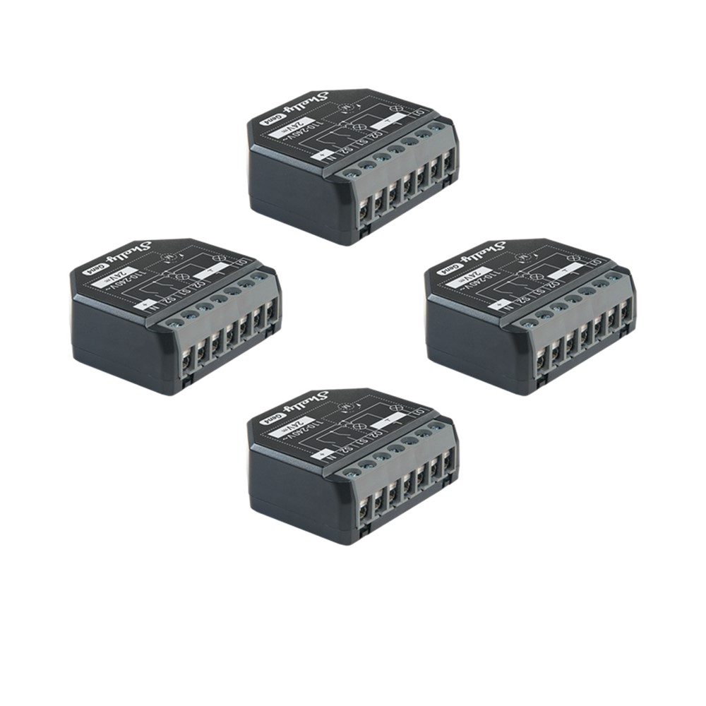 070762 Комплект Shelly 2PM Gen4 x4 бр. Smart реле 2х, с измерване на мощност, 16A/240V~, 10A/30V~, Zigbee, Bluetooth, Wi-Fi, Matter