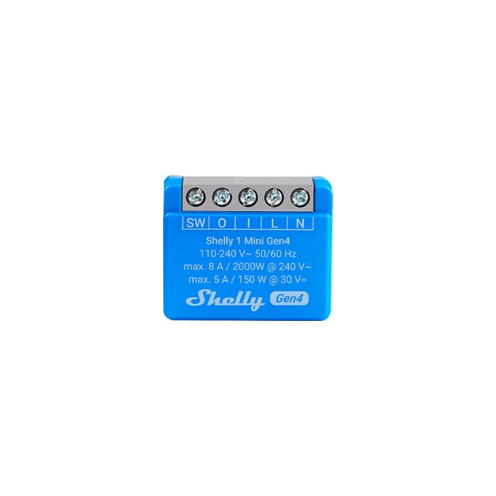070786 Smart реле 1х, със сух контакт, мощност 8A/240VAC, 5A/30VDC, 8MB, Wi-Fi, Bluetooth, Zigbee, Matter, Shelly 1 Mini Gen4