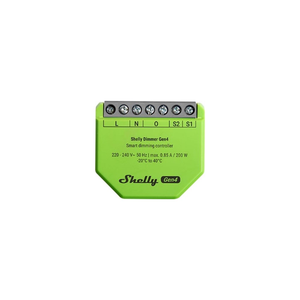 072353 Smart реле 1х Trailing edge димер, мощност: 200W, Wi‑Fi, Bluetooth, Zigbee, Matter, Shelly Dimmer Gen4_small