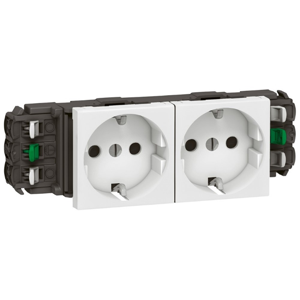 077402 Блок контакт шуко 2x2P+E 4M бял Mosaic , Legrand