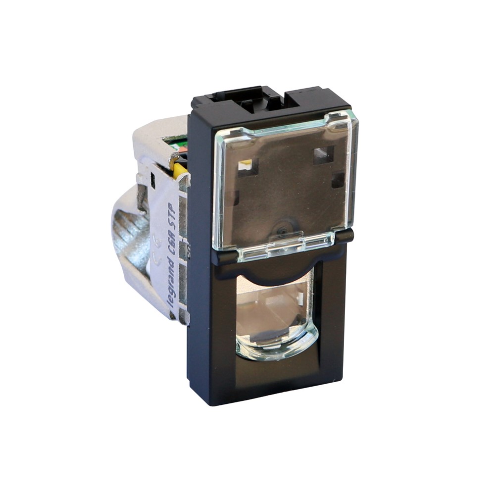 079173L RJ 45 socket - category 6A STP - 1M - Черен мат Mosaic , Legrand