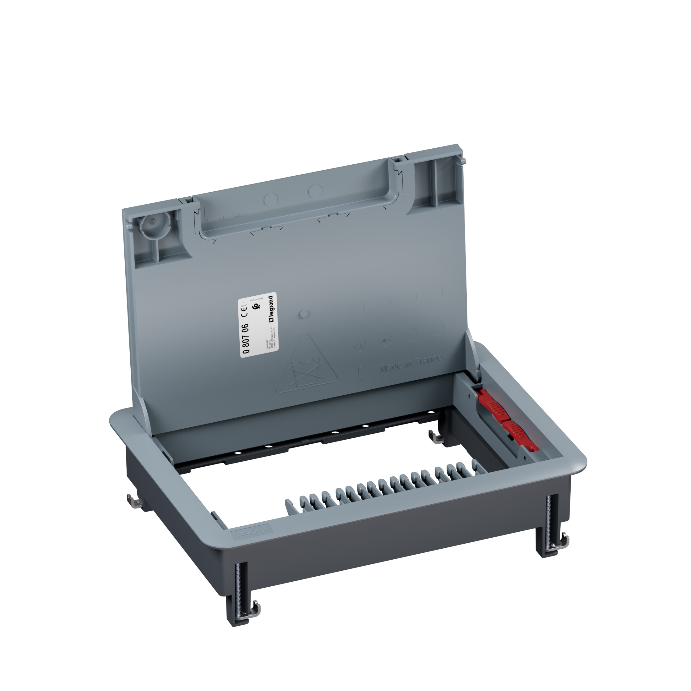 080706 Подова кутия празна/ревизионна, с рамка и капак, за двоен под, ABS, 8/12М, Legrand