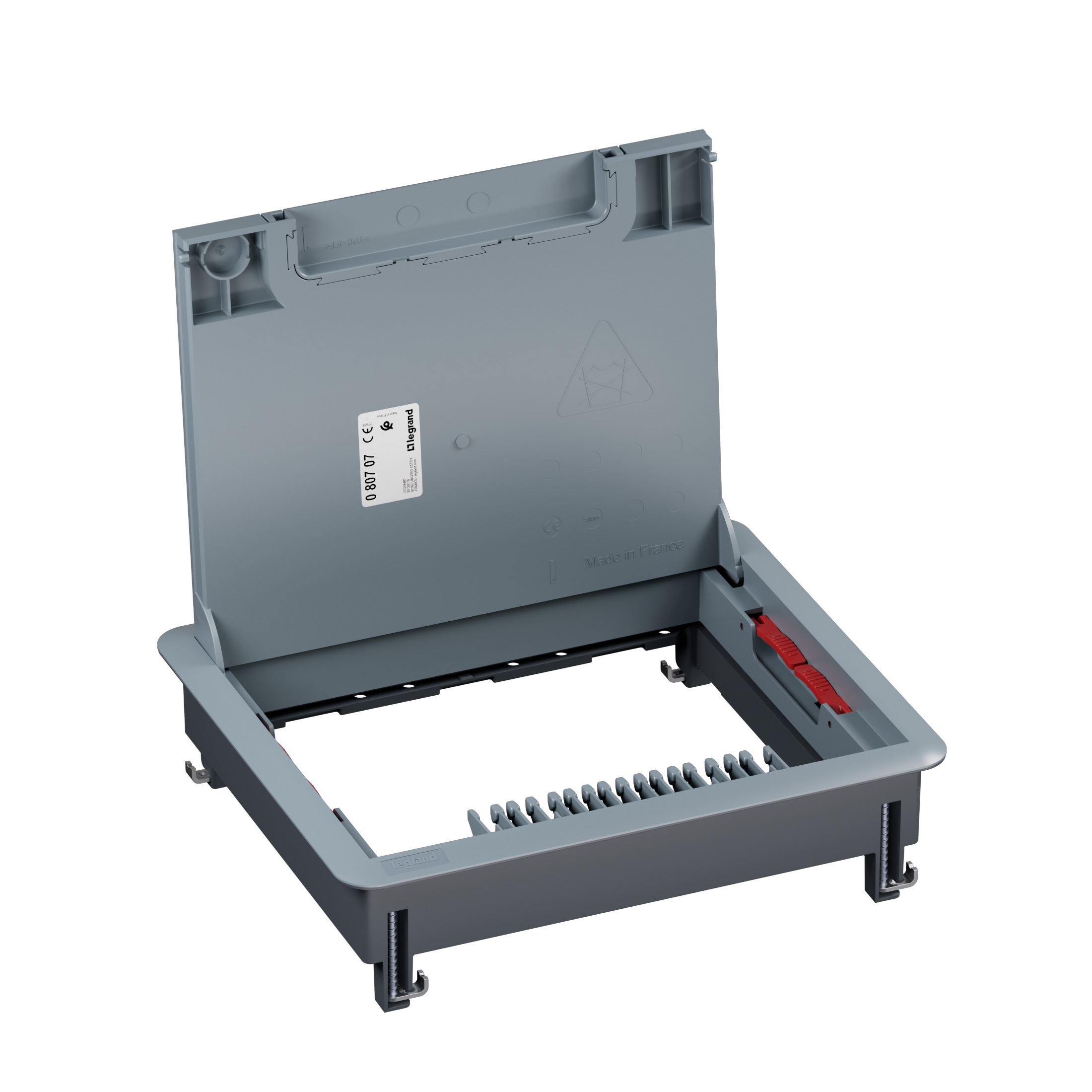 080707 Подова кутия празна/ревизионна, с рамка и капак, за двоен под, ABS, 12/18М, Legrand_small