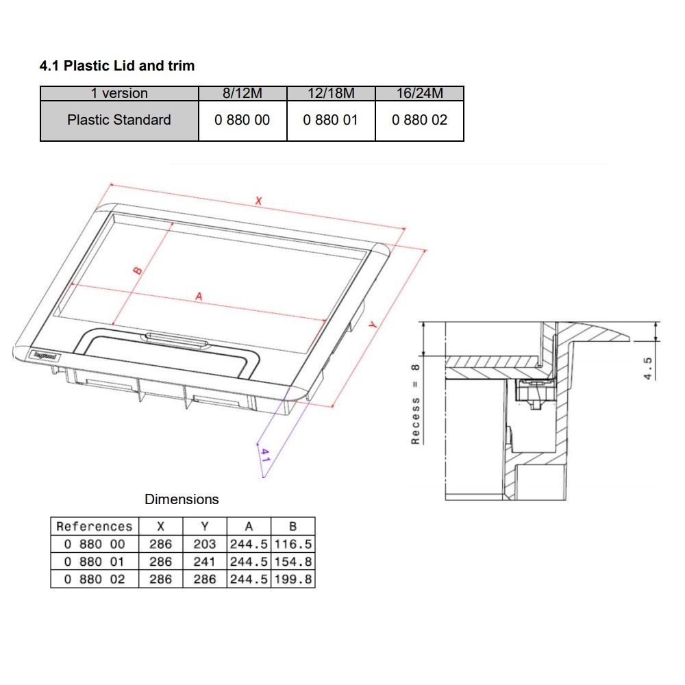 088001 Капак за подова кутия с рамка, сив 12/18М, Legrand_small