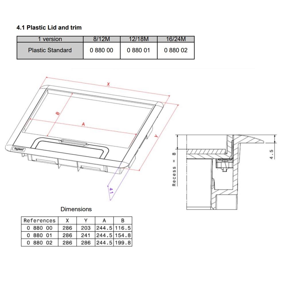 088002 Капак за подова кутия с рамка, сив 16/24М, Legrand_small