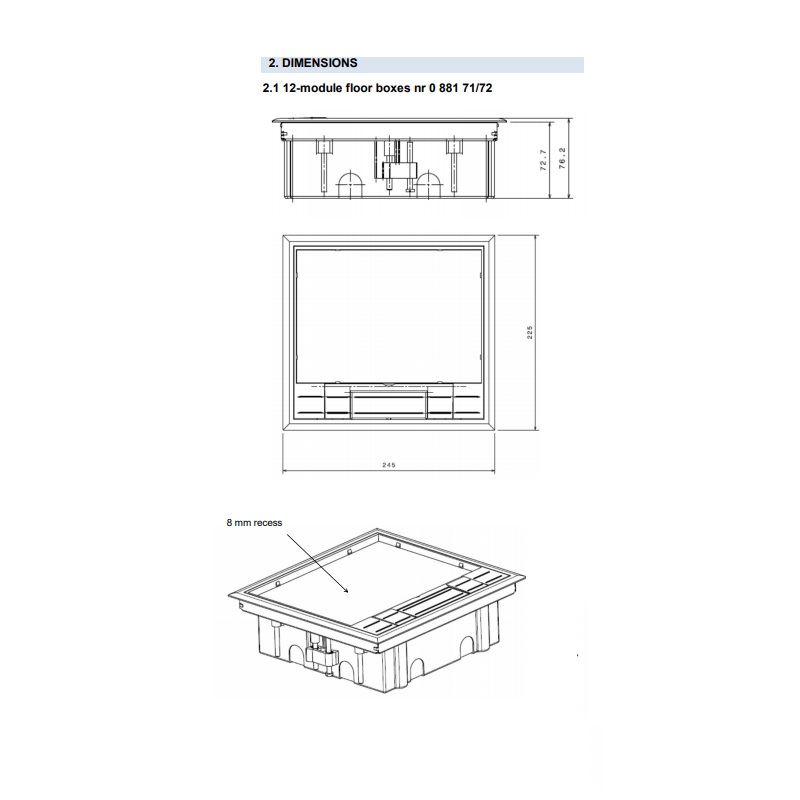 088171 Подова кутия с вертикални опори за механизми, 12М, Legrand_small