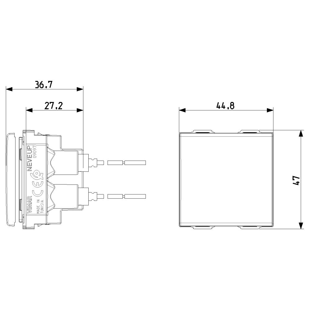 09097 Бутон с подсветка с два хотелски индикатора 1P NO 10 A 230 V 2M VIMAR NEVE UP_small