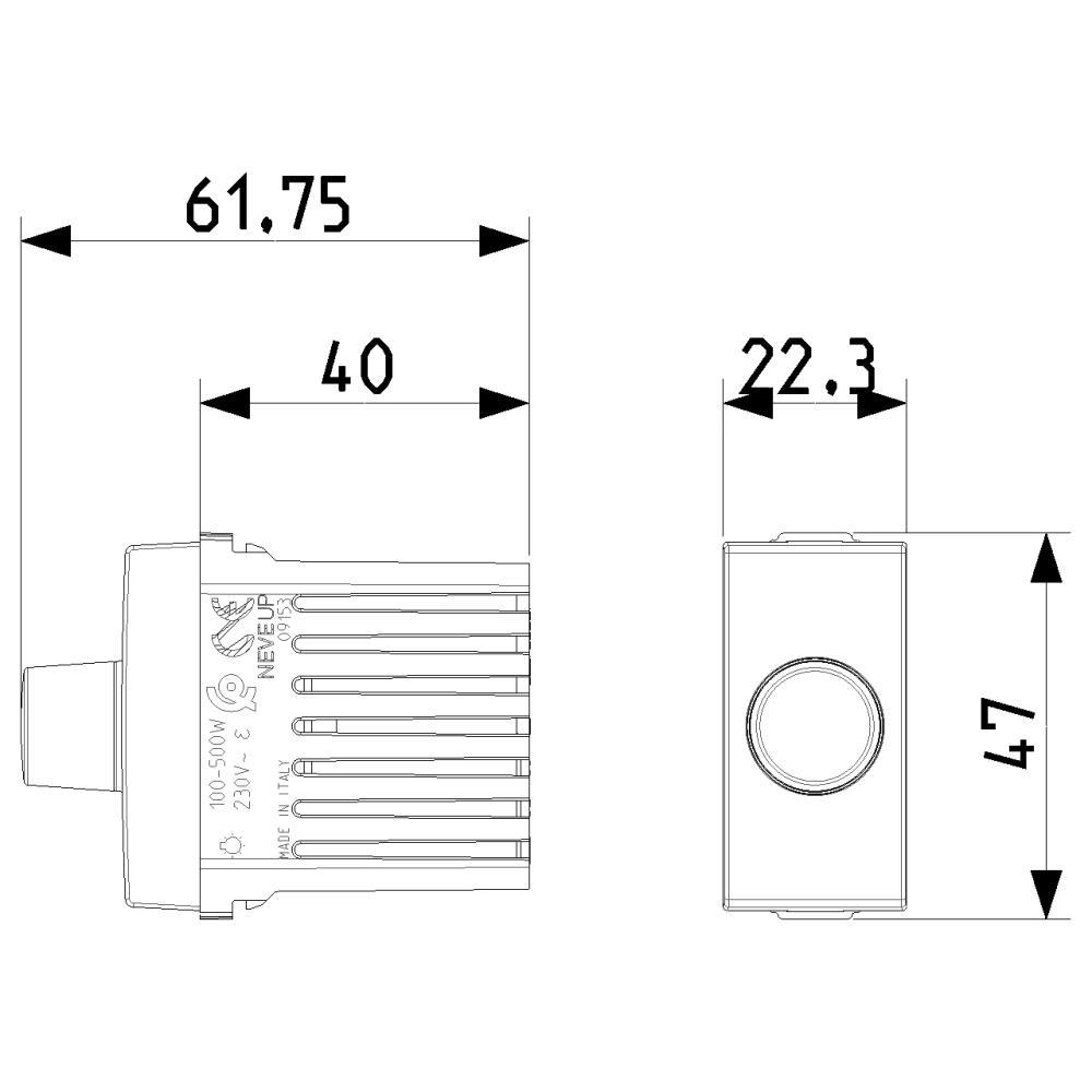 09153.CM Димер с потенциометър за лампа с нажежаема жичка  230V 100-500W, Карбон мат1M VIMAR NEVE UP_small