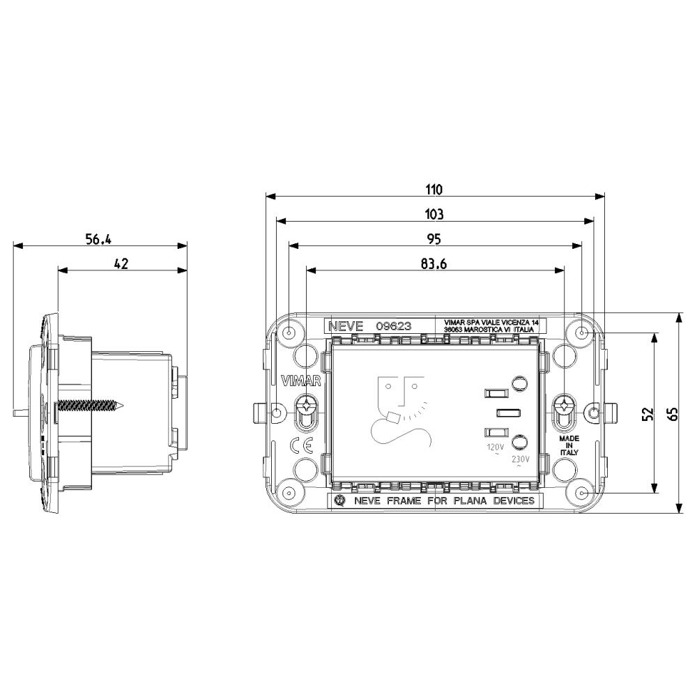 09290 Контакт за електрическа самобръсначка 230V 3M Бял VIMAR NEVE UP_small