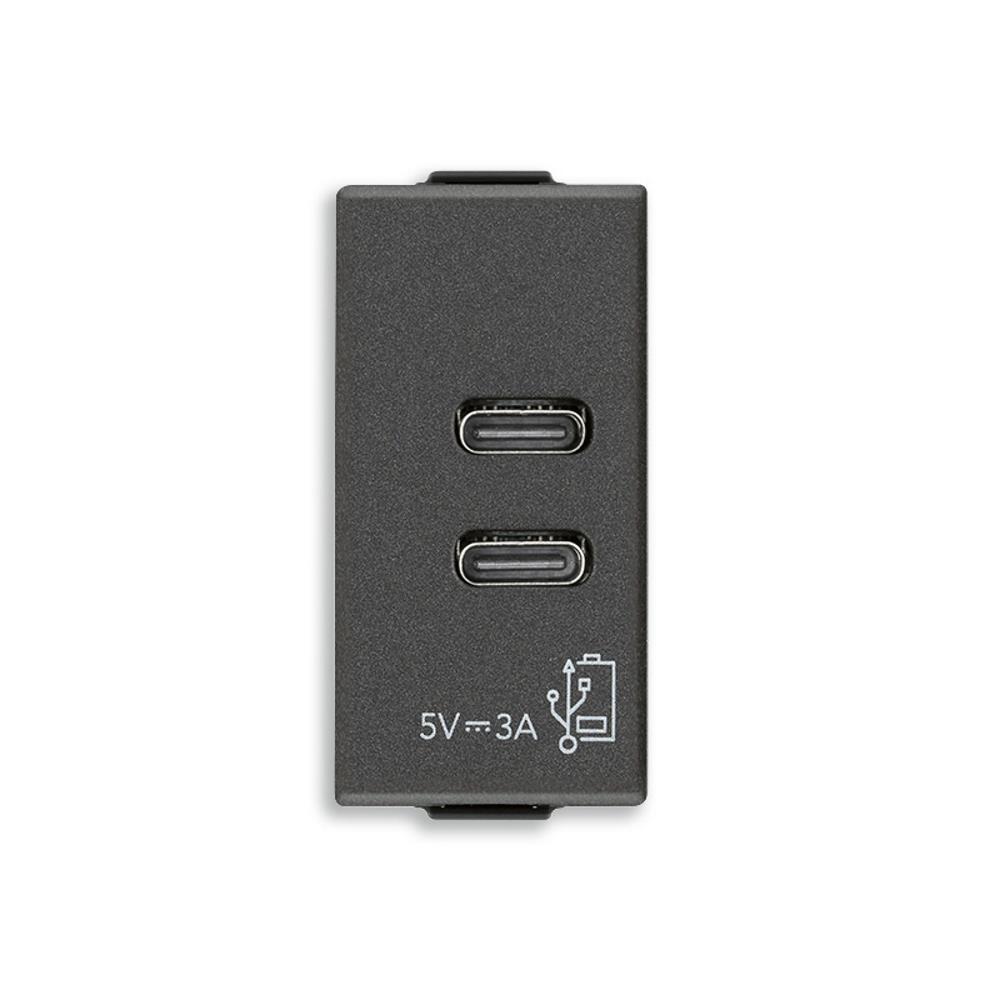 09292.CC.CM C+C-USB захранване 5V 3A 1M карбон мат VIMAR NEVE UP