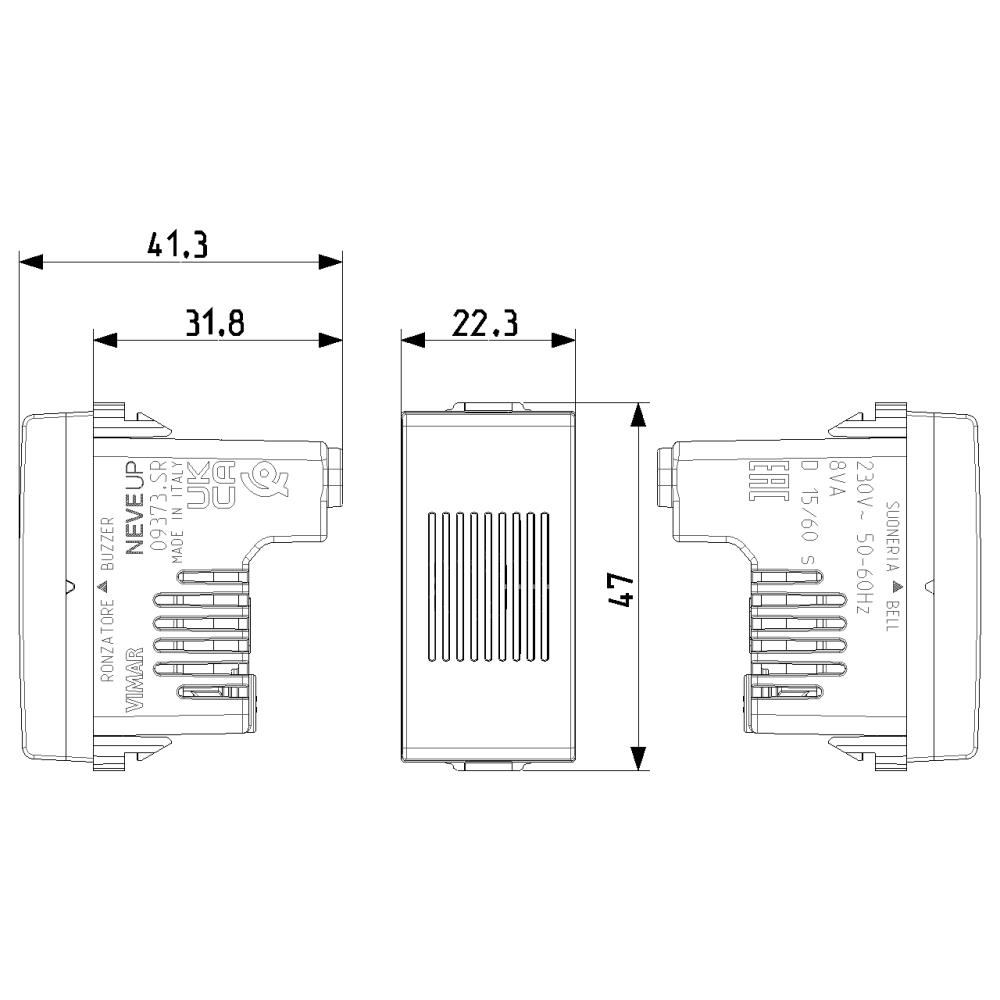 09373.SR Звънец/зумер 230V 50-60Hz бял VIMAR NEVE UP_small