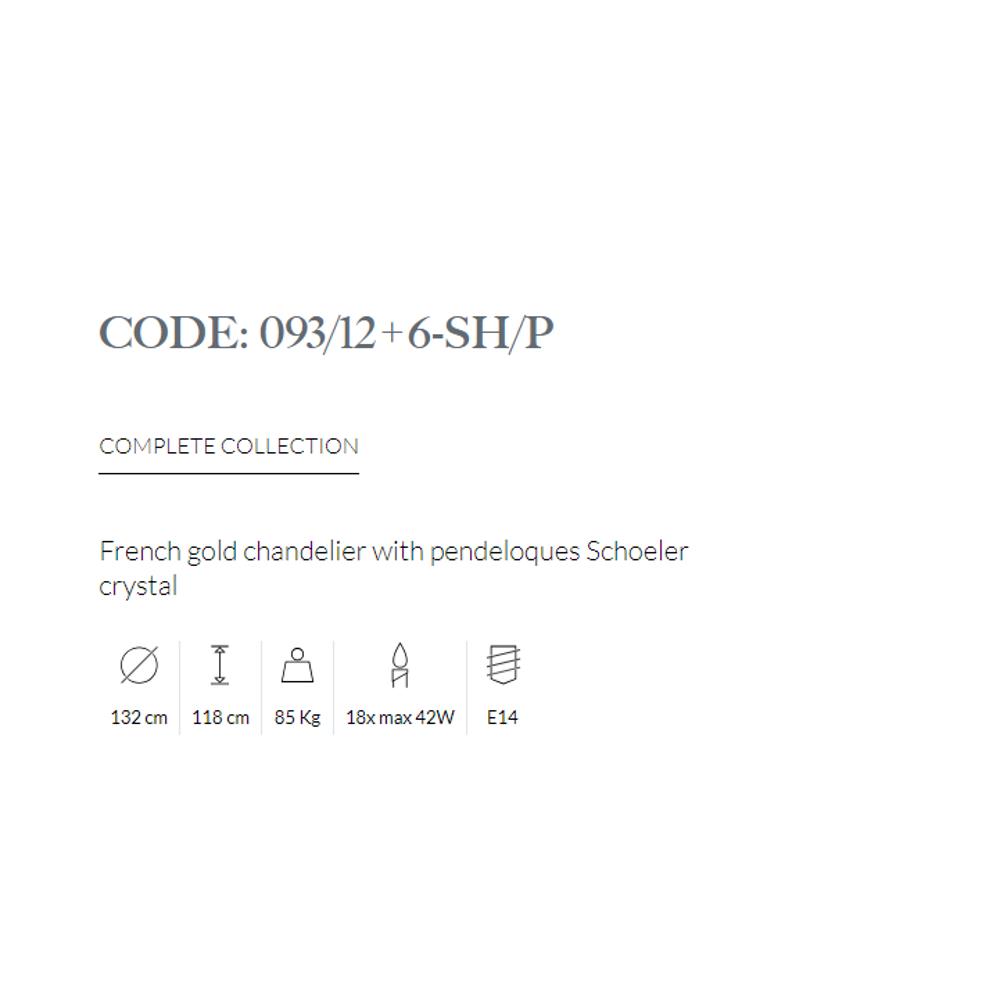 093/12+6-SH/P/002  FRENCH GOLD CHANDELIER WITH PENDEL. SCHOELER CRYSTAL 18xMAX42W E14 Possoni_small