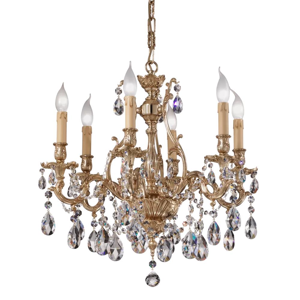 093/6-SH/G/002 FRENCH GOLD CHANDELIER WITH SCHOLER CRYSTAL DROPS 6xMAX42W E14 Possoni