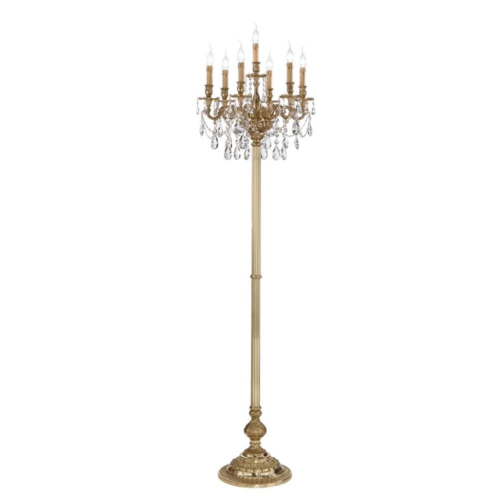 093/P6+1-SH/G/002 FRENCH GOLD FLOOR LAMP WITH PEAR SHAPE SCHOELER CRYSTAL 7xMAX42W E14 Possoni