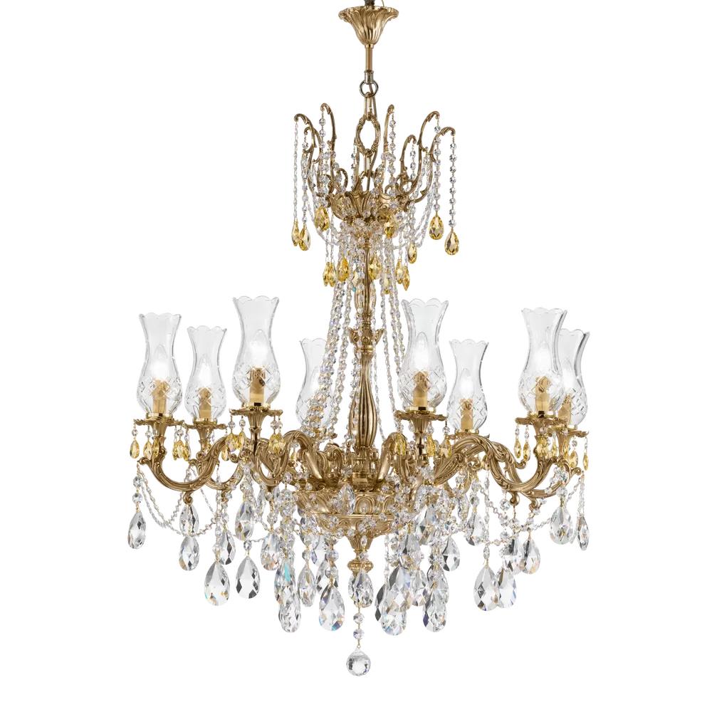 095/8-SH/G/002 FRENCH GOLD CHANDELIER PEAR SHAPE SCHOLER & BOHEMIA CRYSTAL 8xMAX42W E14 Possoni