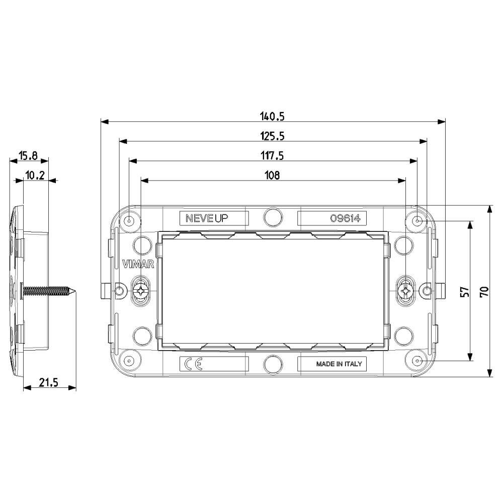 09614  Монтажна рамка за 4M конзола, с винтове VIMAR NEVE UP_small