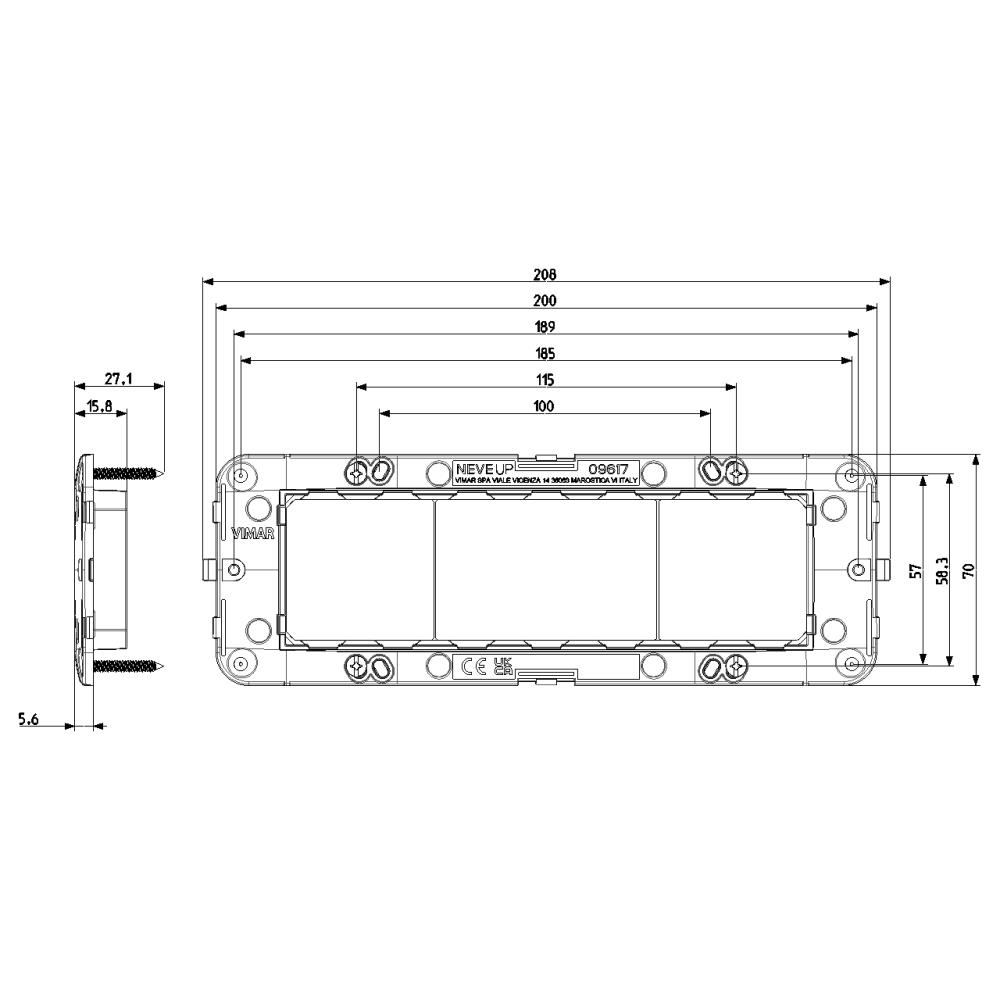 09617 Монтажна рамка за 6-7M конзола, с винтове VIMAR NEVE UP_small
