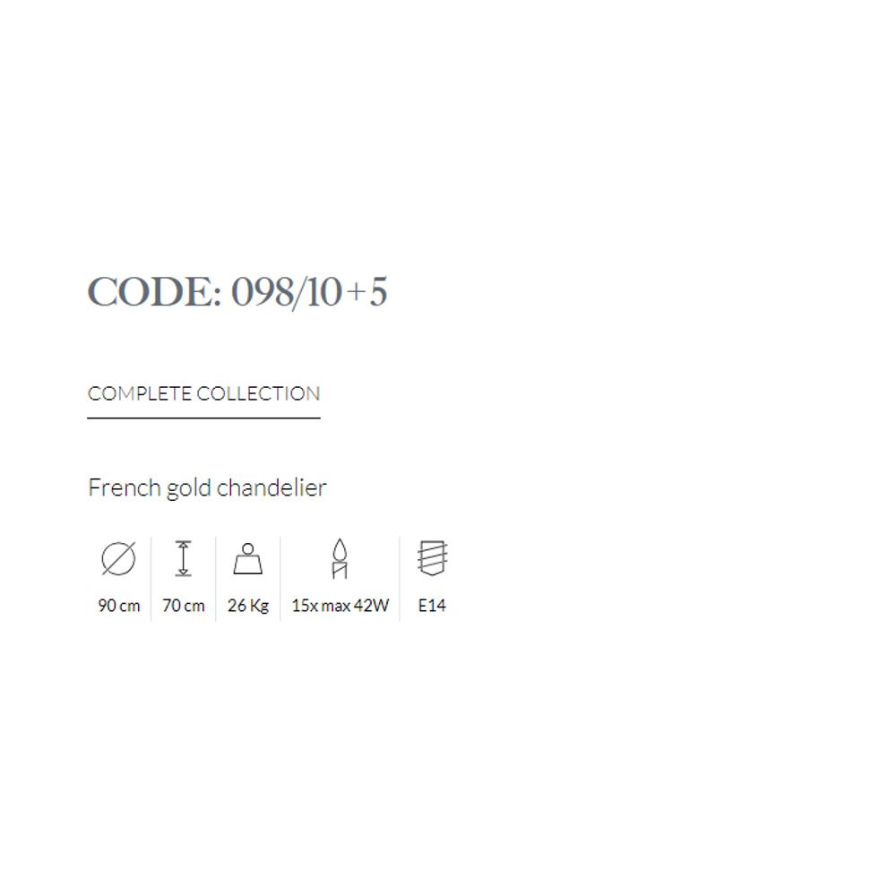 098/10+5/002 CHANDELIER 15xMAX42W E14 French gold finish Possoni_small