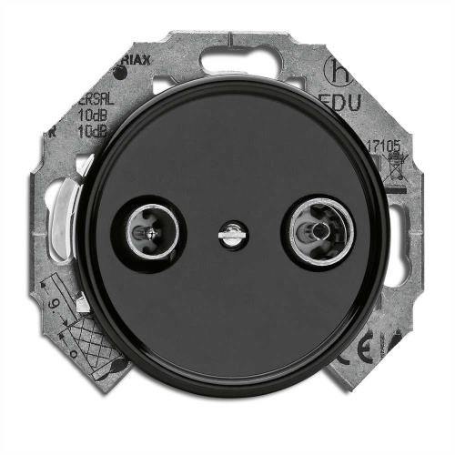 100723 Антенен TV изход за кабел порцелан Ø 7,0 cm, бакелит, черна, без дек. рамка ,THPG