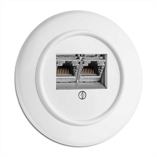 100726 Розетка 2xRJ45 cat. 6A Ø 7,0 cm, Duroplast, бял, без дек. рамка ,THPG_small