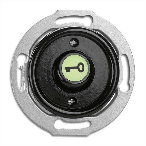 100976 Бутон със символ ключ с подсветка 10AX,AC250V Ø 7,0 cm, бакелит, черен, без дек. рамка ,THPG
