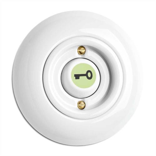 100980 Бутон с подсветка символ ключ 10A,10AX,AC250V Ø 7,0 cm, порцелан, бял, без дек. рамка ,THPG_small