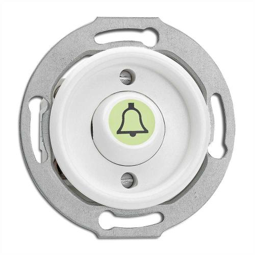 100983 Бутон за осветление с подсветка 10AX,AC250V Ø 7,0 cm, Duroplast, бял, без дек. рамка ,THPG