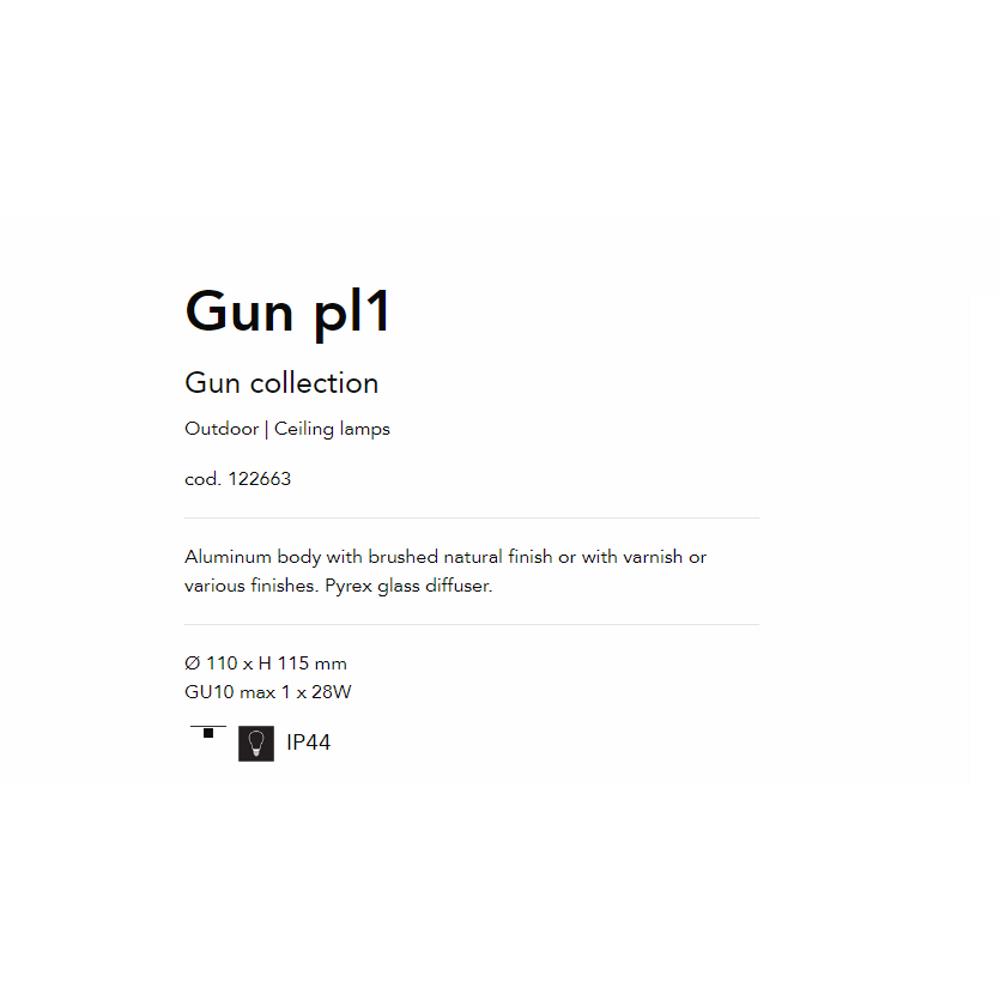 122663 Gun Градински плафон GU10 max 1 x 28W, IP44 Ideal Lux_small
