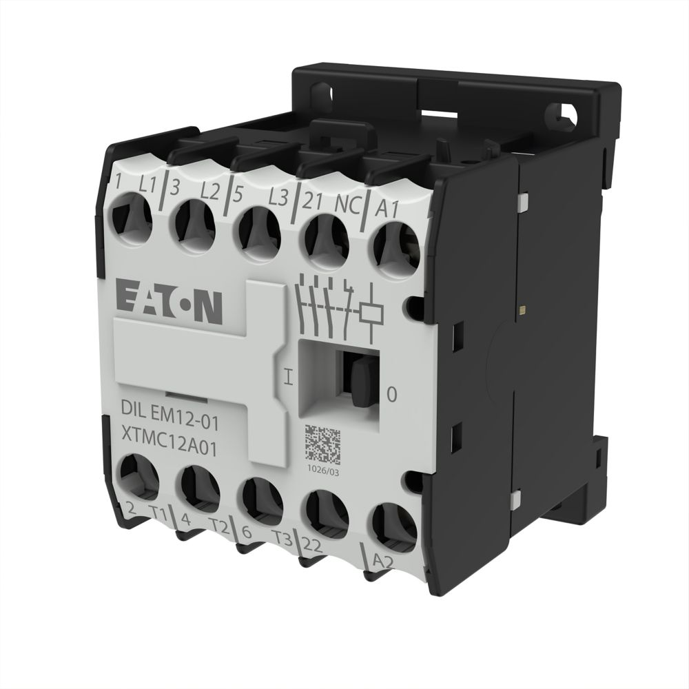 127091 DILEM12-01(230V50HZ,240V60HZ) - Контактор  5.5kW, 3P+1NC, 400V AC, Eaton