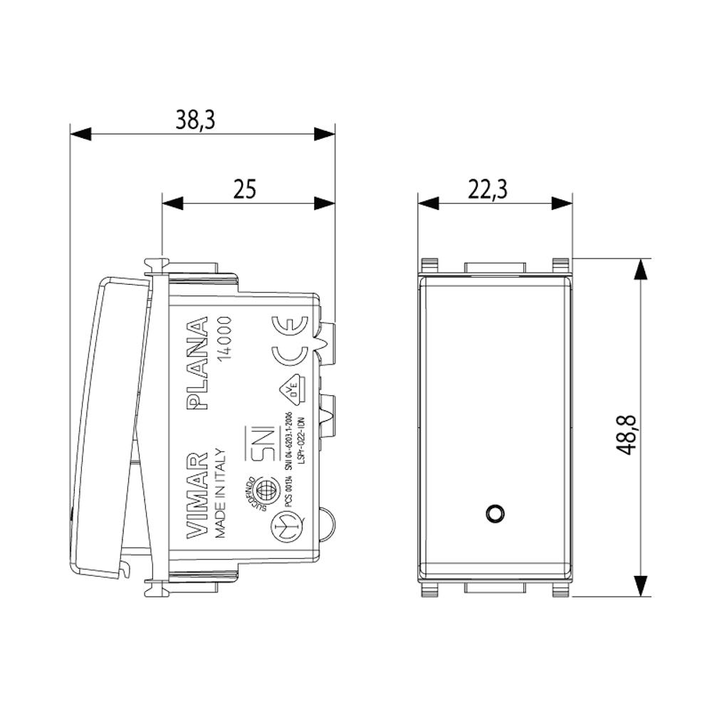 14000.SL 1P 10 AX 250 V~ Ключ с подсветка 1M Сребрист VIMAR PLANA_small