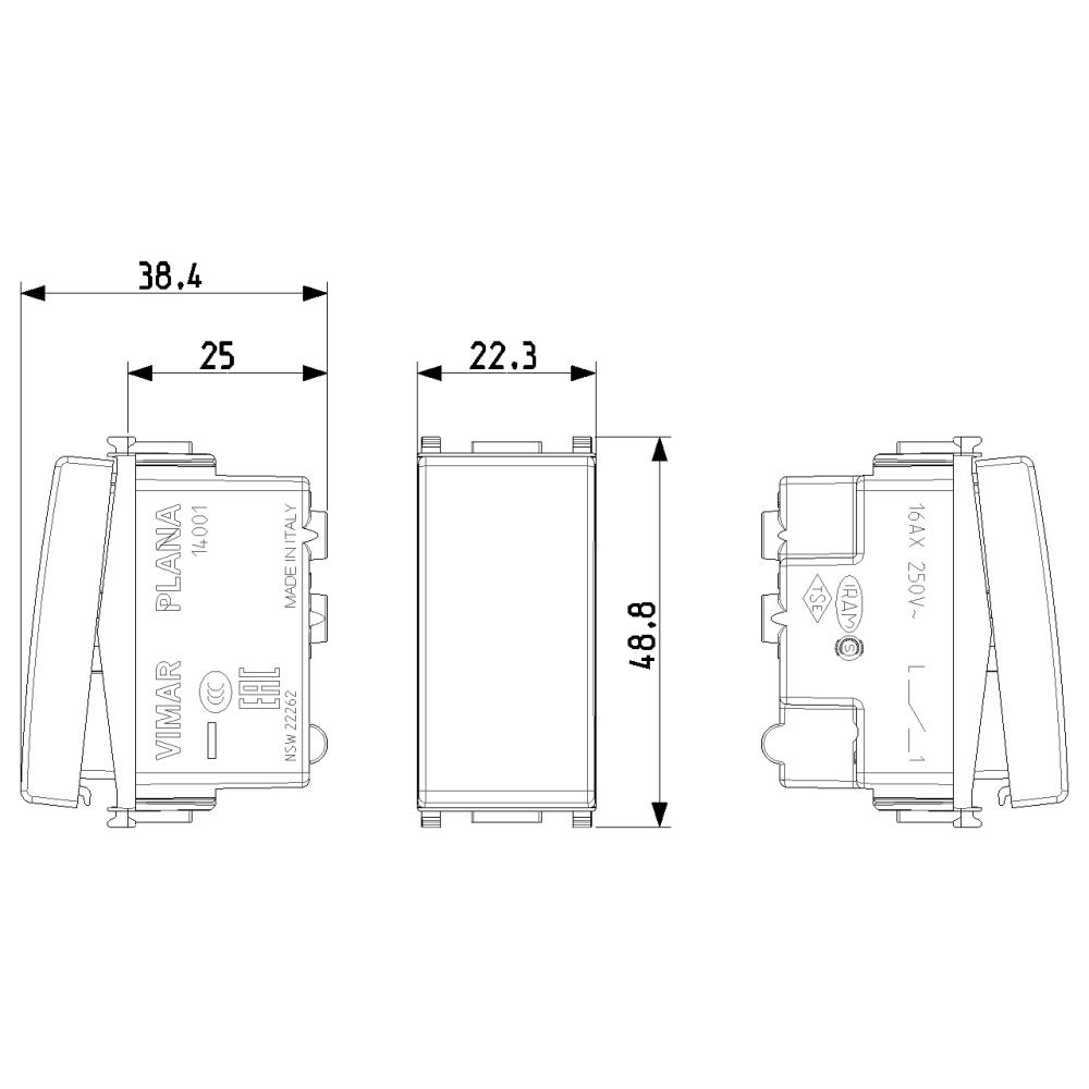 14001 1P 16 AX 250 V~ Ключ с подсветка 1M Бял VIMAR PLANA_small