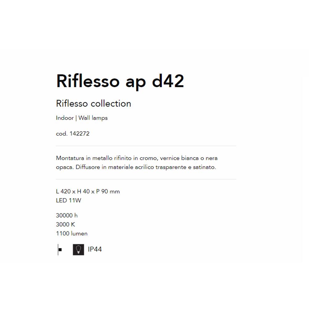 142272 Стенна лампа RIFLESSO AP D42 CROMO L420xH40xP90 mm LED 11W 3000 K 900 lumen IP44 Ideal Lux_small