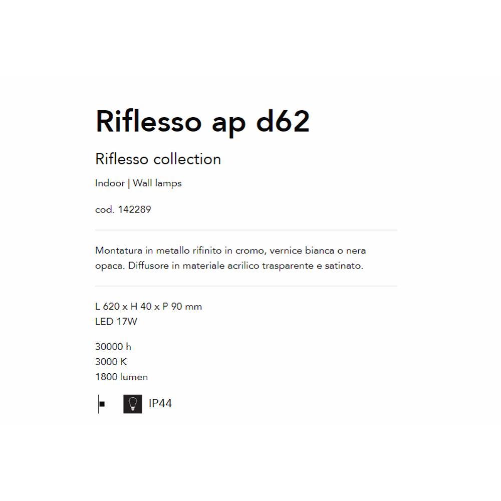 142289 Стенна лампа RIFLESSO AP D62 BIANCO L620xH40xP90 mm LED 18W 3000 K 1350 lumen IP44 Ideal Lux_small