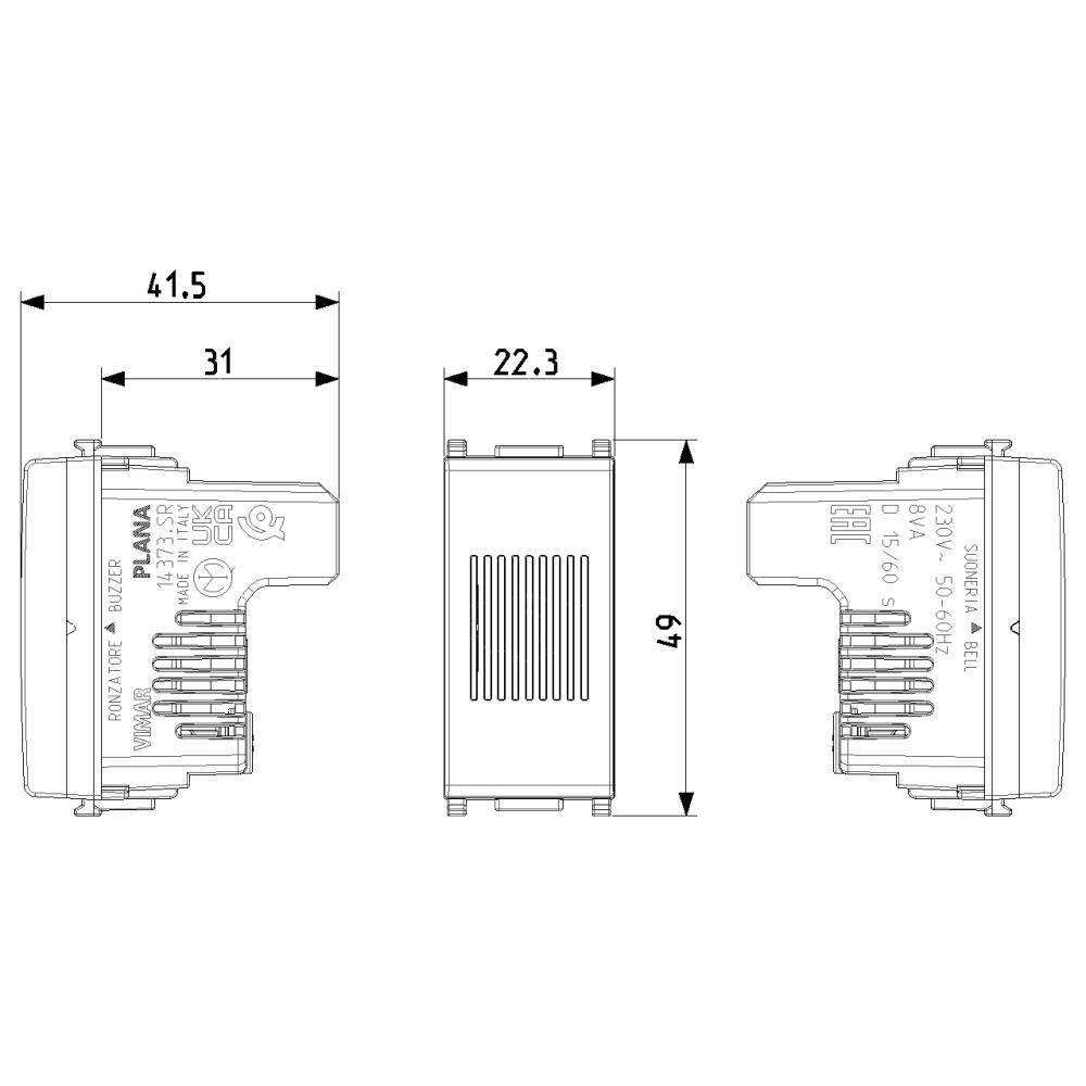 14373.SR Звънец/зумер 230V 50-60Hz , White, Vimar Plana_small
