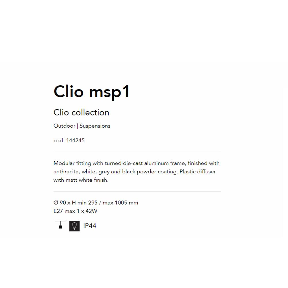144245 Осветително тяло CLIO MSP1 NERO Ø90xHmin120/max 1005 mm E27 max 1 x 60W IP44 Ideal Lux_small