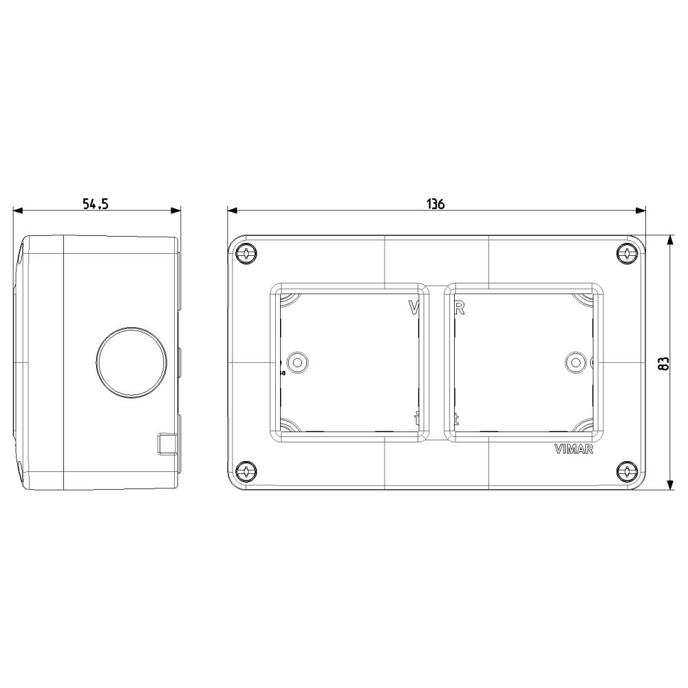 14812 IP40 Конзола за открит монтаж 4M 2х2 Vimar за Eikon, Plana_small