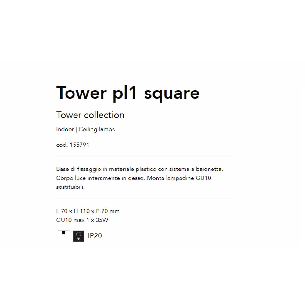 155791 Спот TOWER PL1 SQUARE L70xH110xP70 mm GU10 max 1 x 35W IP20 Ideal Lux_small