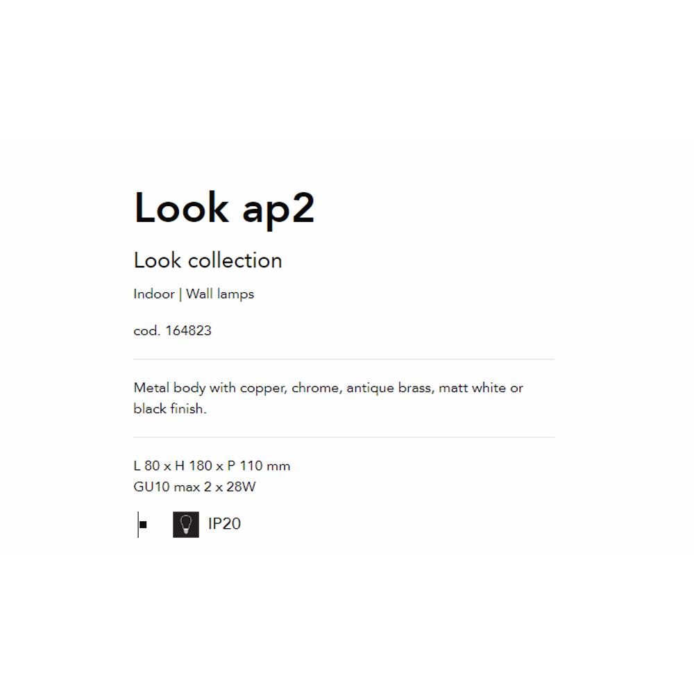 164823 Аплик Look Brunito, L80 xH180xP110mm GU10 max2x28W IP20, Ideal Lux_small