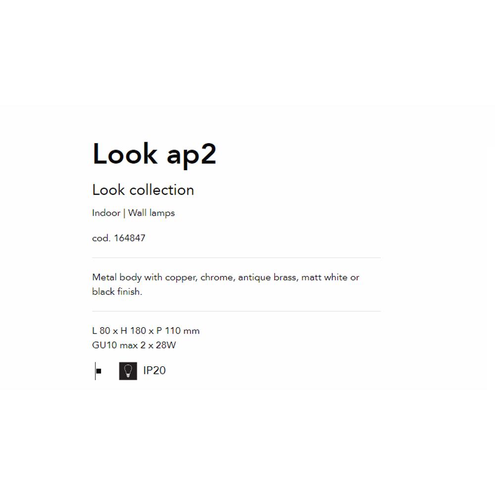 164847 Аплик Look Rame, L80 xH180xP110mm GU10 max2x28W IP20, Ideal Lux_small