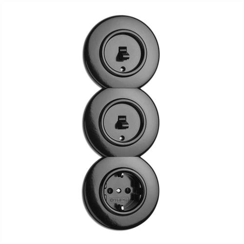 173093 Преходна рамка за сглобяване на 2+ механизми Ø 82,0 mm, бакелит, черна ,THPG_small