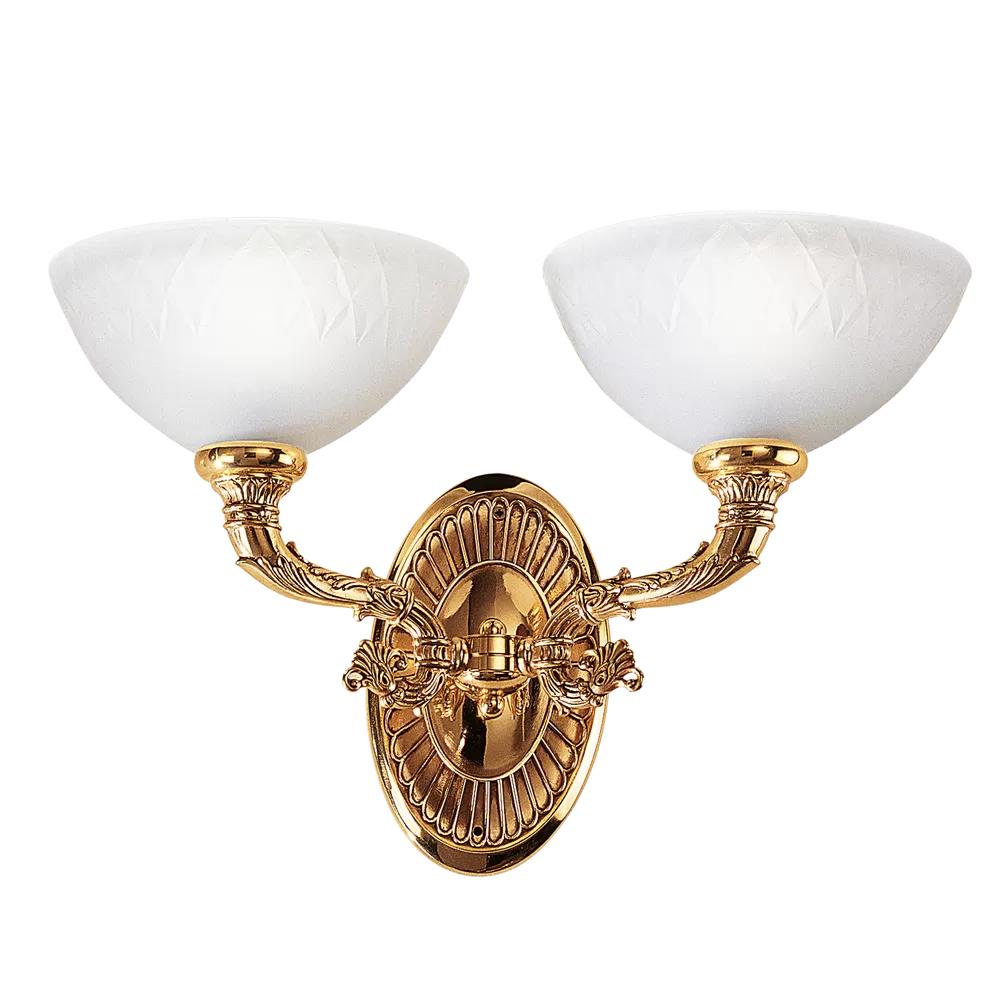 1741/A2/002 WALL LIGHT WITH GLASS 2xMAX42W E14 French gold finish Possoni