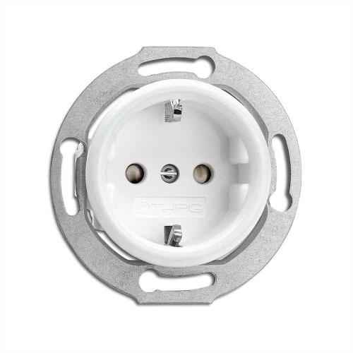 180810 Контакт шуко с детска защита 16A,AC 250V,авт.клеми Ø 7,0 cm,Duroplast,бял,без дек.рамка ,THPG