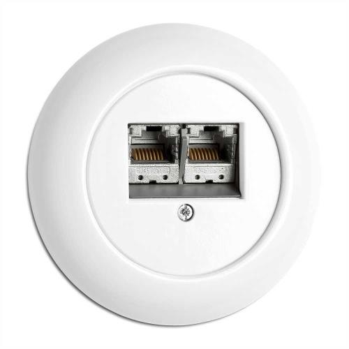 181978 Розетка 2xRJ45 cat. 6A Ø 7,0 cm, порцелан, бял, без дек. рамка ,THPG_small