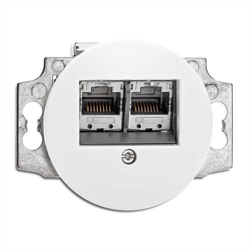 181978 Розетка 2xRJ45 cat. 6A Ø 7,0 cm, порцелан, бял, без дек. рамка ,THPG