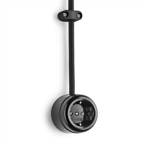 184200 Контакт шуко 16А ОМ AC 250V, авт. клеми Ø 7,0 cm, бакелит,черен ,THPG_small