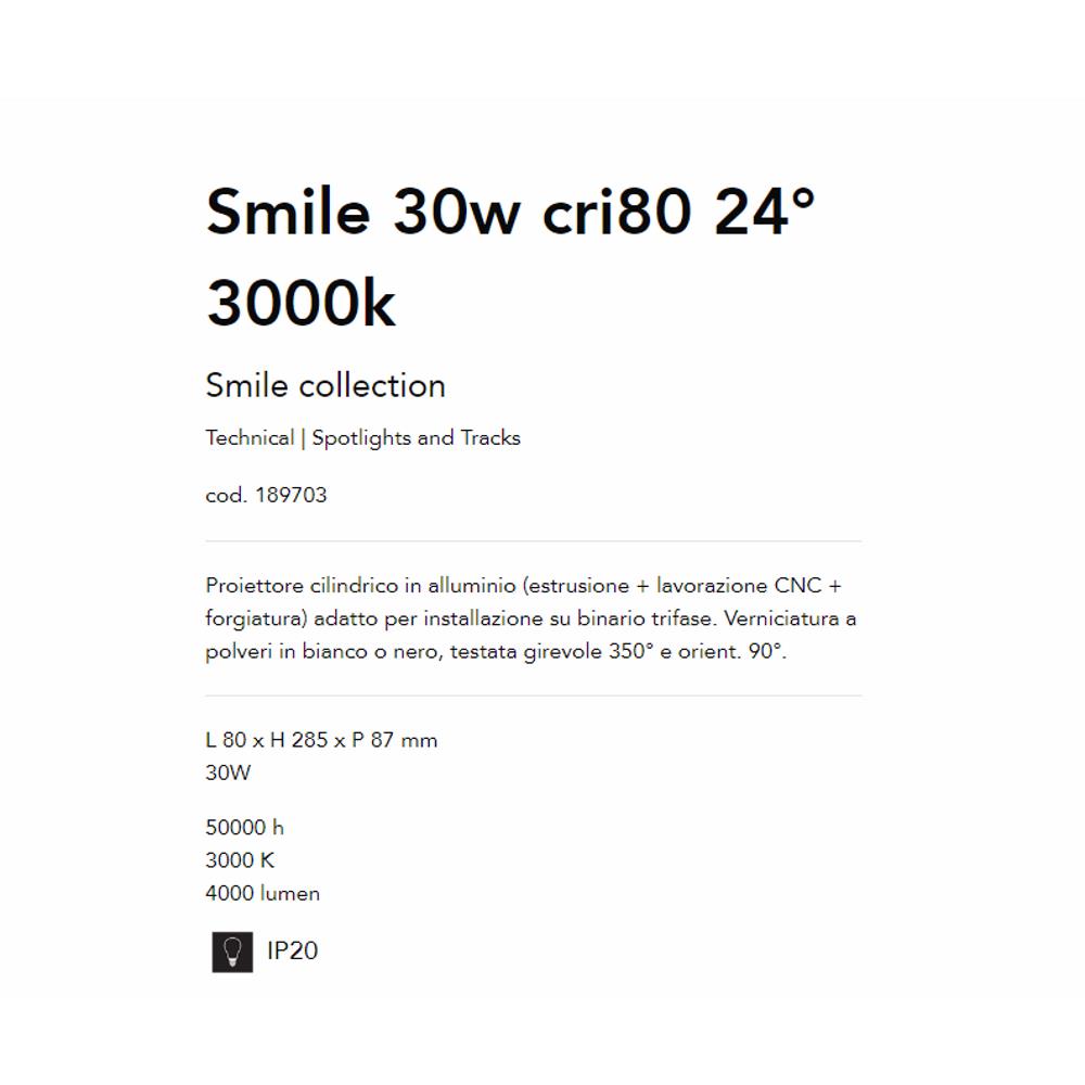 189703 Спот за релсов монтаж Smile 30w cri80 24° L80xH285xP87 mm 30W 3000К 4000 lumen IP20 Ideal Lux_small